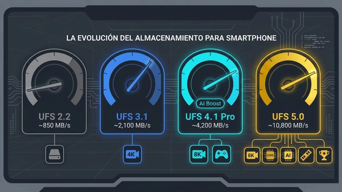 Diferencias del UFS 5 vs UFS 4 1 vs UFS 4 0 y otros