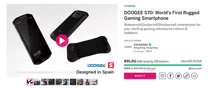 Doogee S70 en Indiegogo