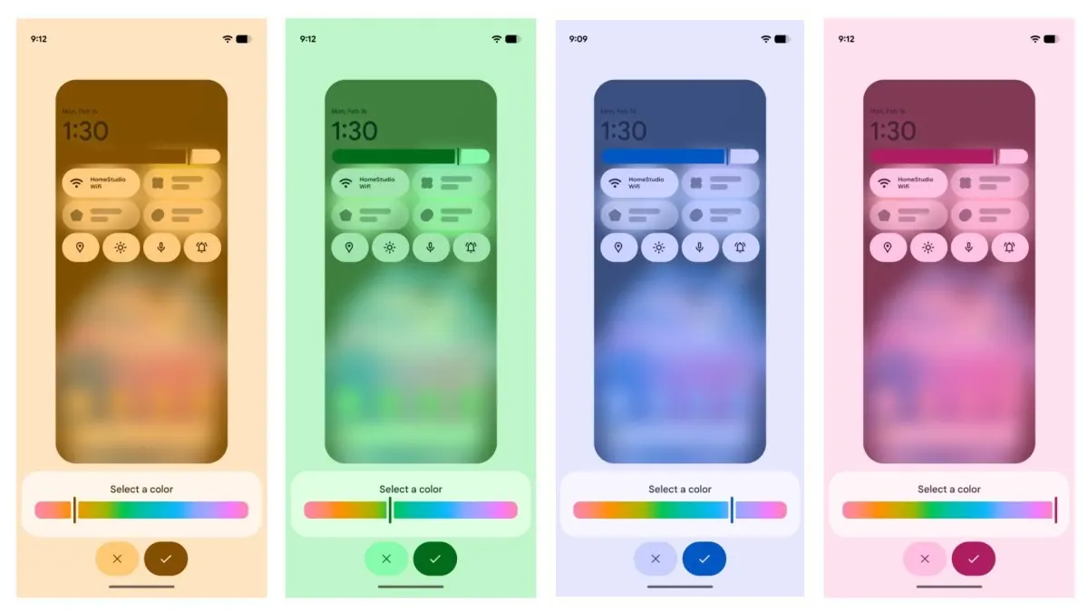 Editor menu ajustes rapidos Android 17 QPR2 cambio de color
