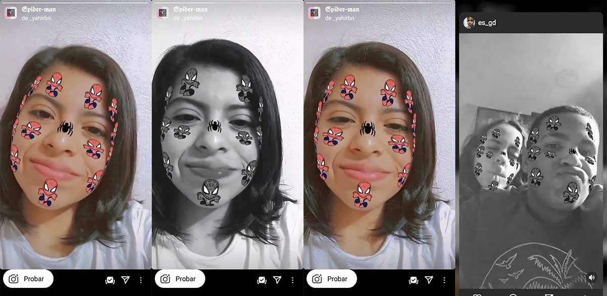 Efecto que te pone stickers Spider-Man en la cara