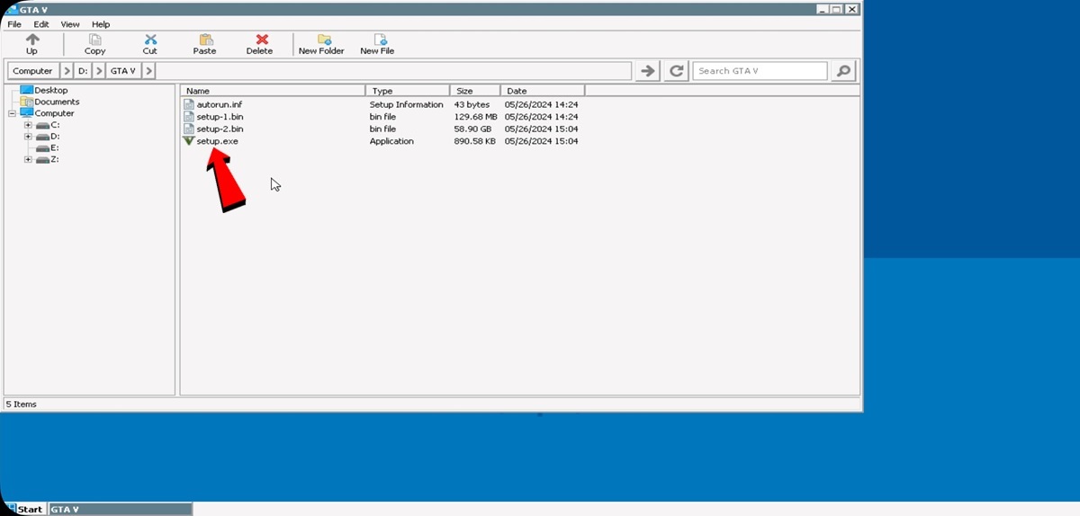 Ejecuta el archivo setup exe de GTA V