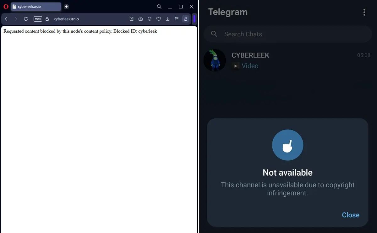 El grupo de Telegram y la web de Cyberleek con las filtraciones de GTA VI