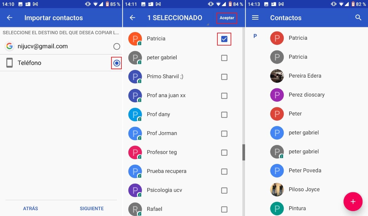 Elegir el contacto que deseas pasar de la SIM al móvil