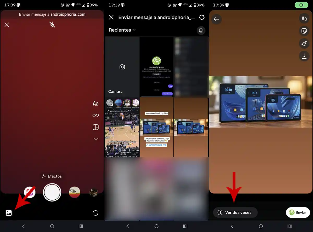 Elegir que una foto o un video se pueda ver una vez Instagram