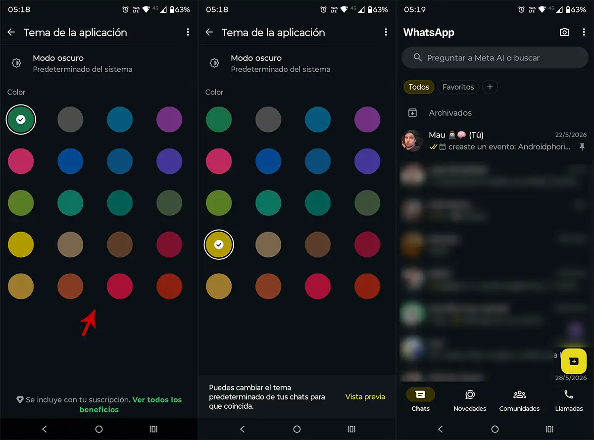 Elegir tema WhatsApp