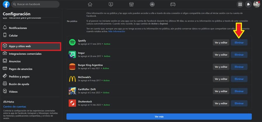 Eliminar Spotify de tu cuenta de Facebook