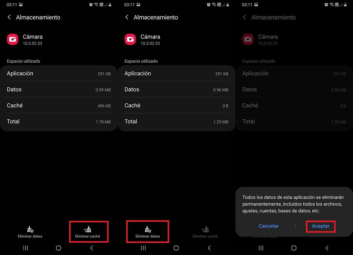 Eliminar cache y datos camara Galaxy A71