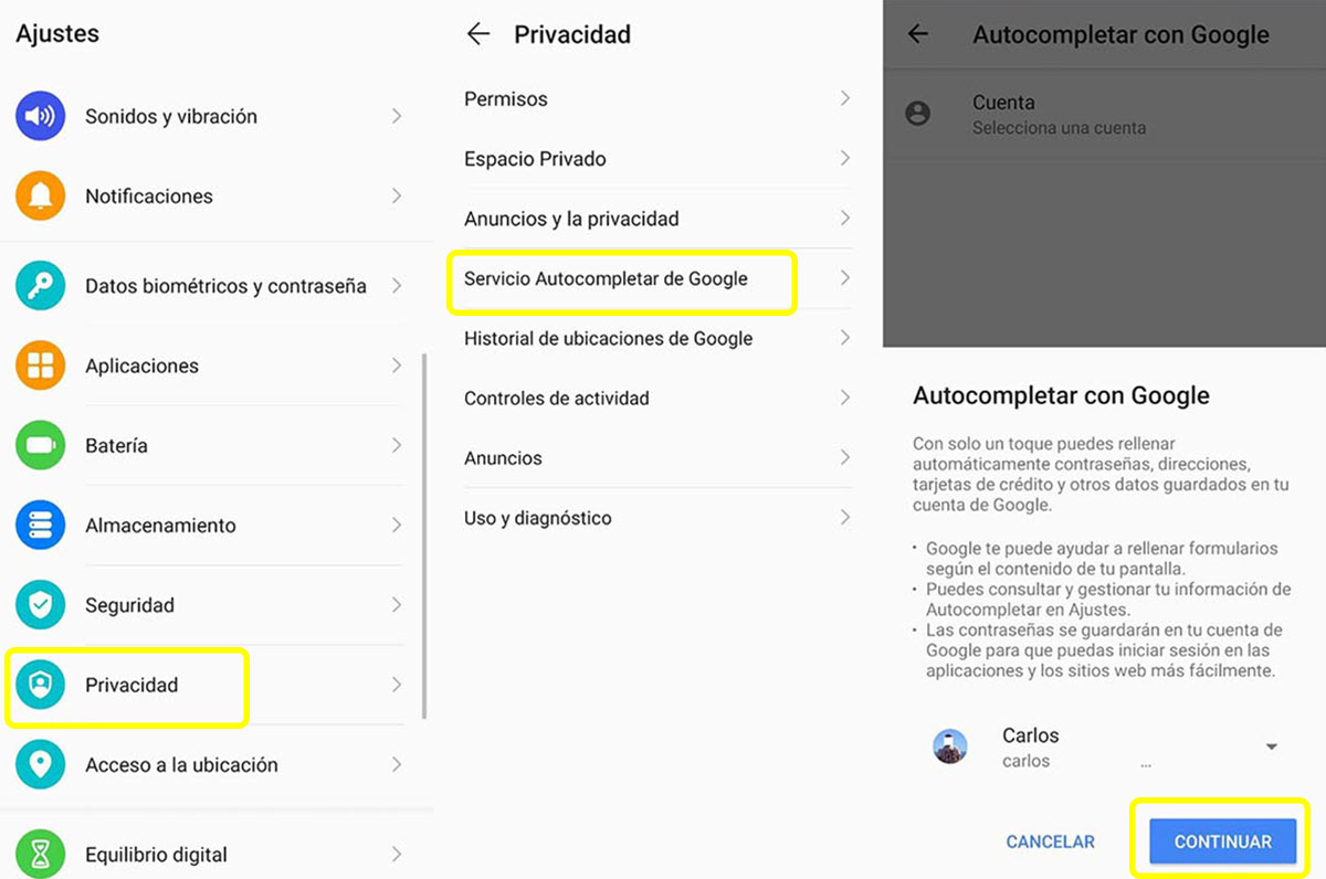 Eliminar contrasenas almacenadas en un movil android
