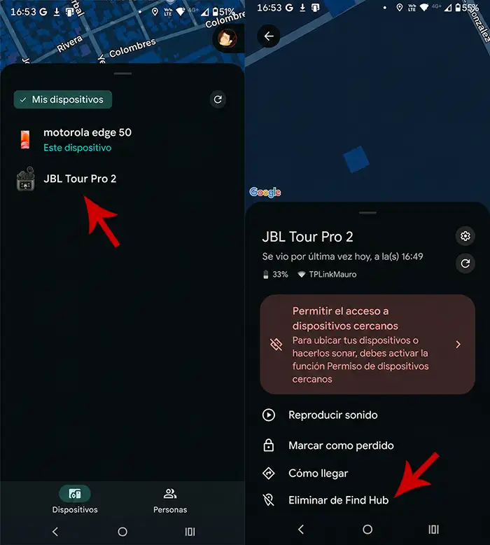 Eliminar dispositivo de Find Hub