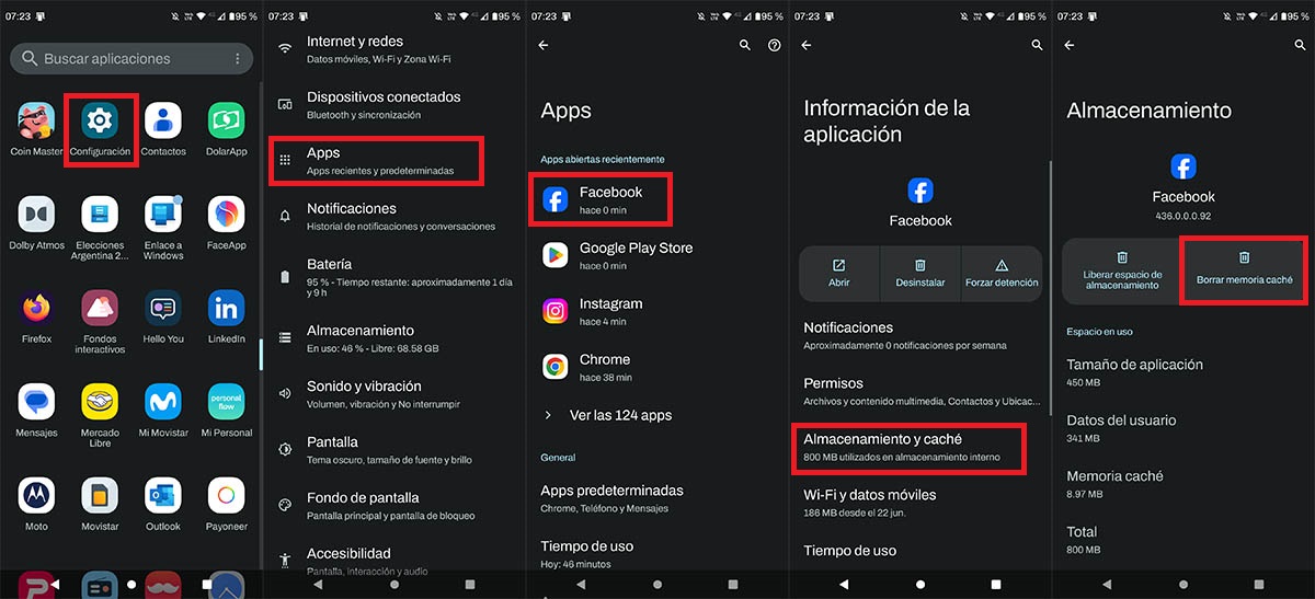 Eliminar la memoria caché de la app de Facebook en Android