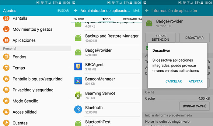 Eliminar notificaciones iconos Samsung