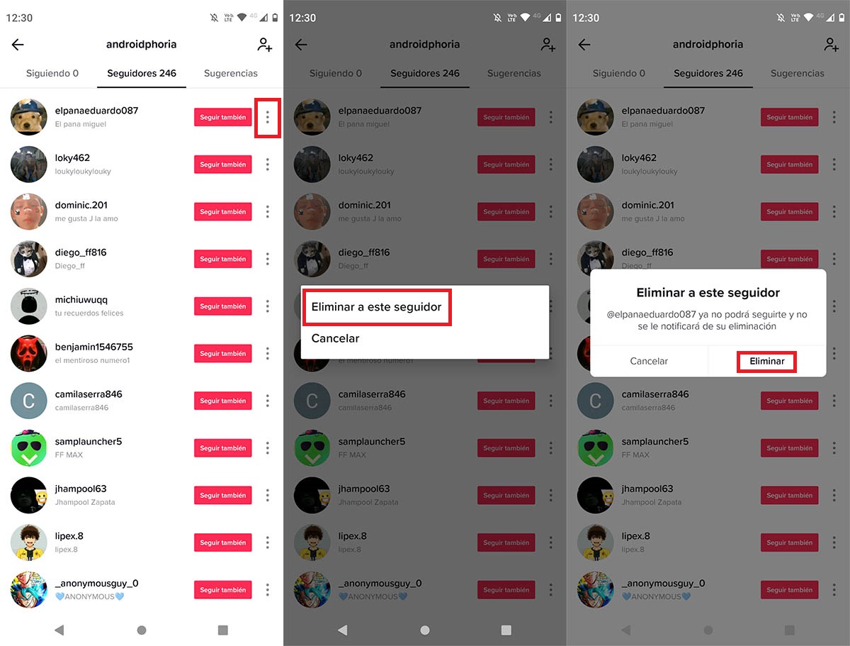 Eliminar seguidores en TikTok