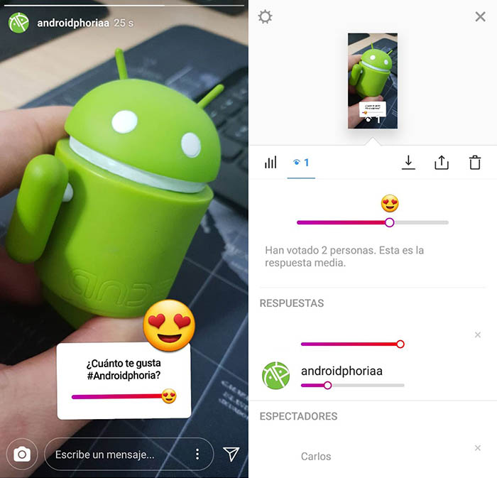 Emoji pregunta deslizable Instagram