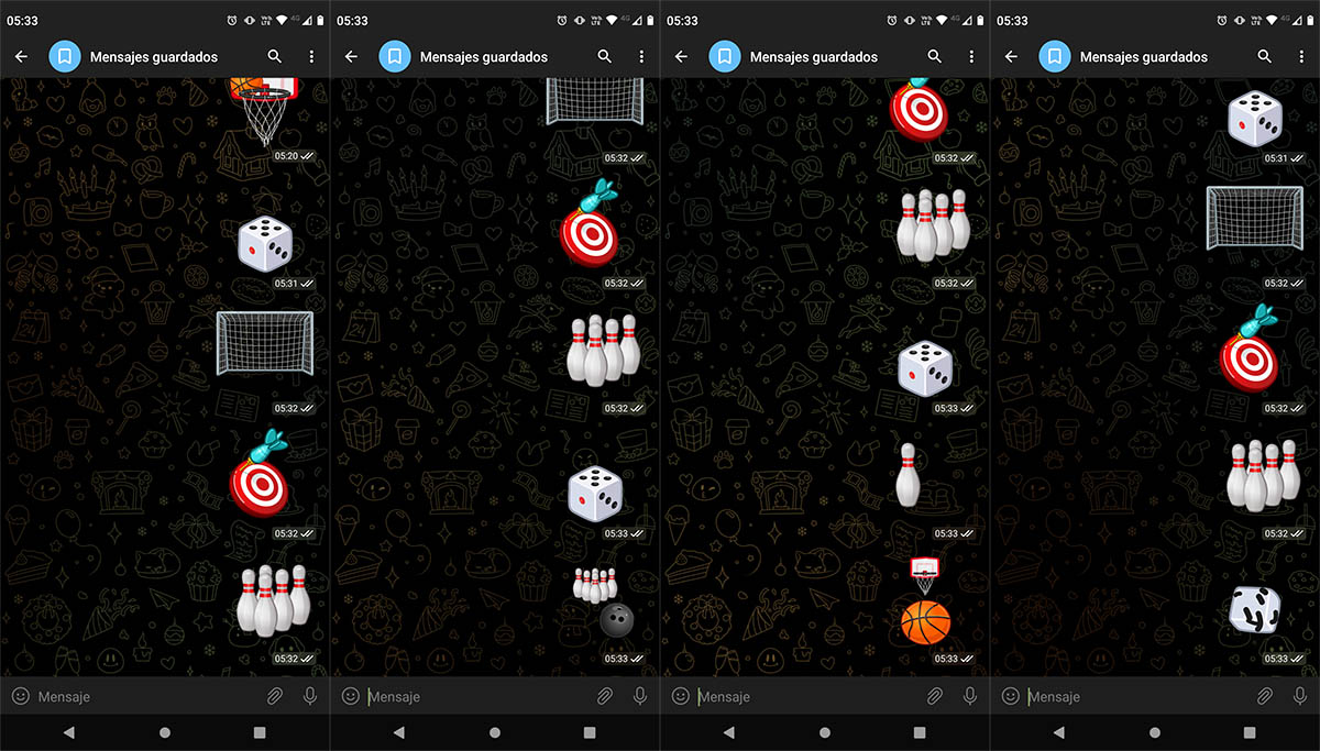 Emojis animados para probar suerte en Telegram