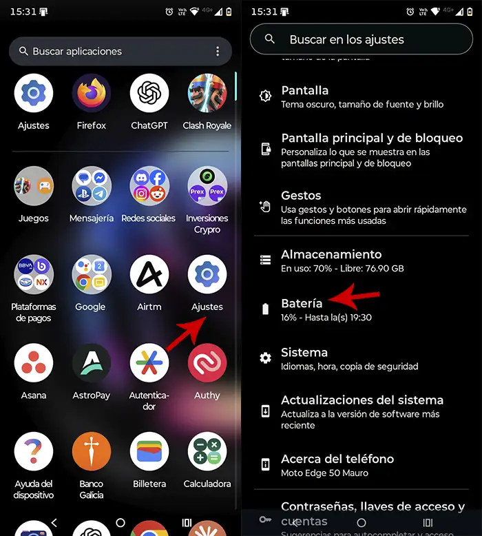 Entrar en los ajustes del móvil Android