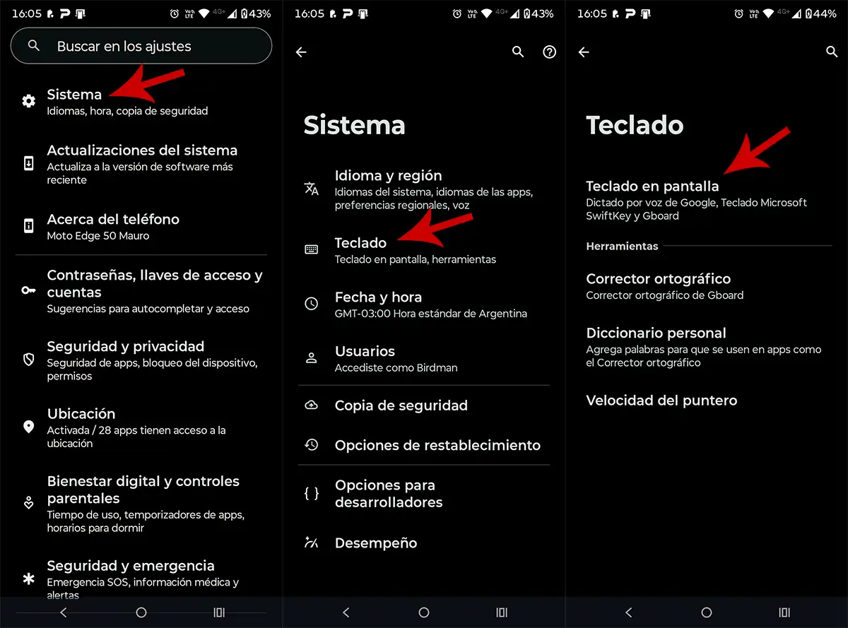 Entrar en los ajustes del teclado de Android