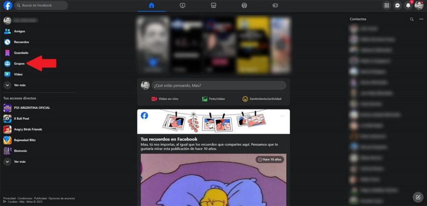 Entrar en los grupos de Facebook desde el ordenador