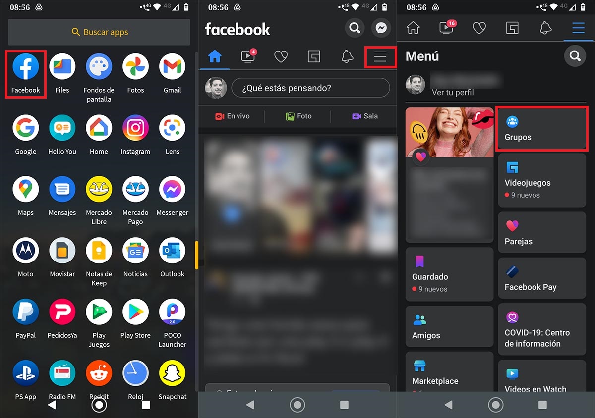 Entrar en los grupos de Facebook