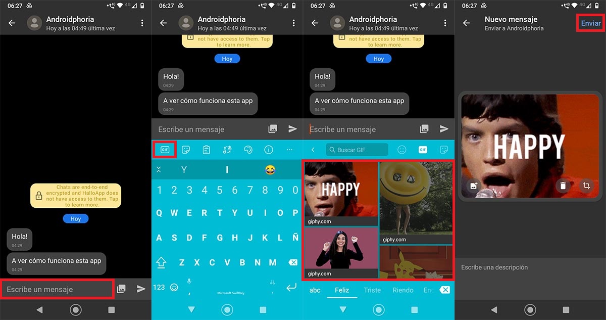 Enviar GIFs en HalloApp