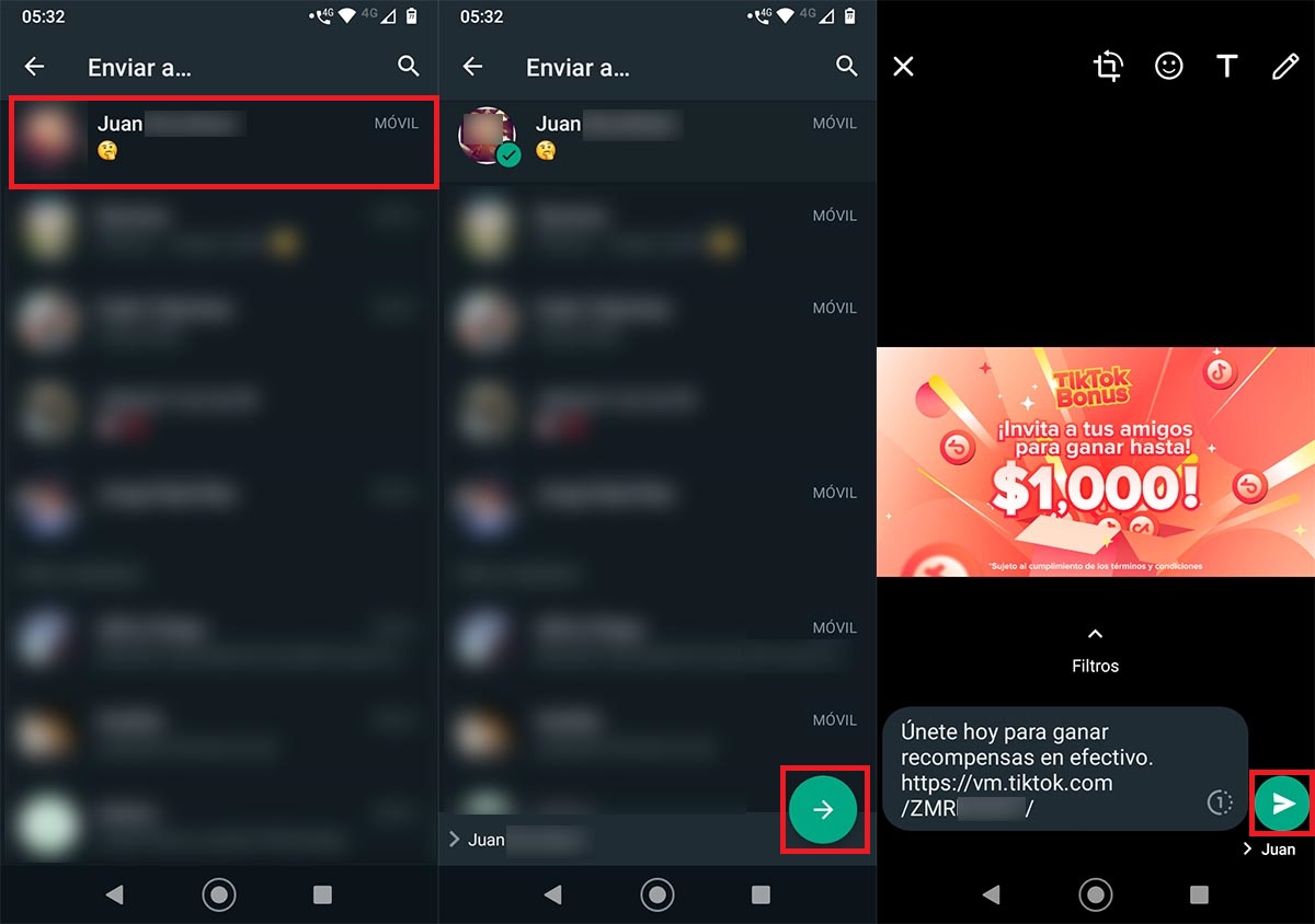Enviar codigo TikTok WhatsApp