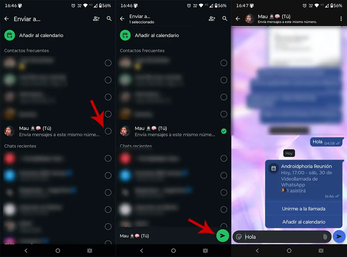 Enviar recordatorio de llamada programada WhatsApp