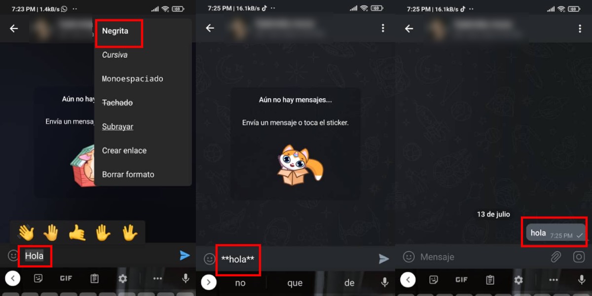 Escribir en negritas en Telegram
