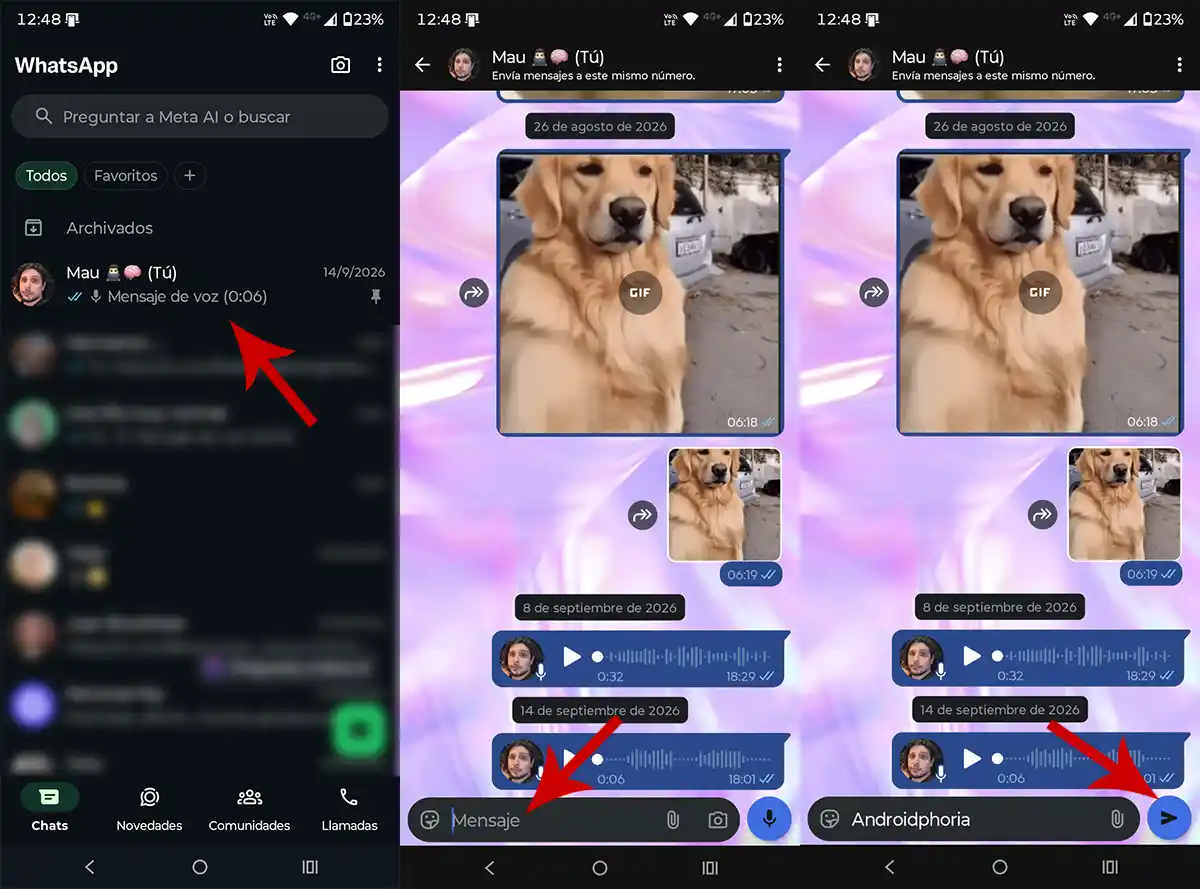 Escribir mensaje para programar en WhatsApp