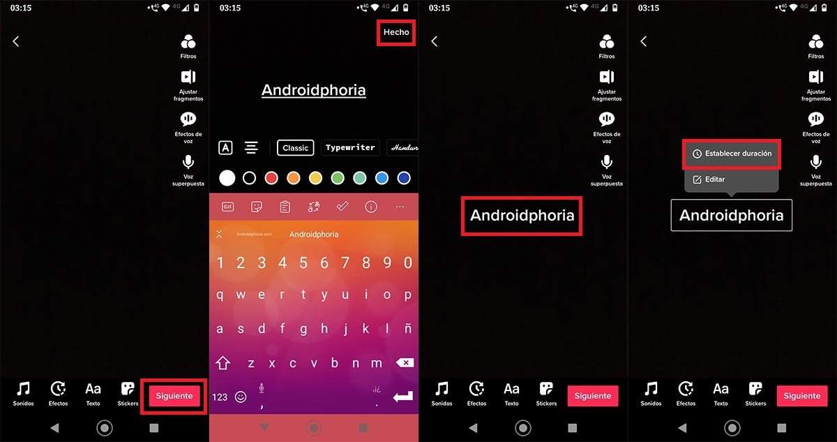 Escribir un texto temporal en TikTok