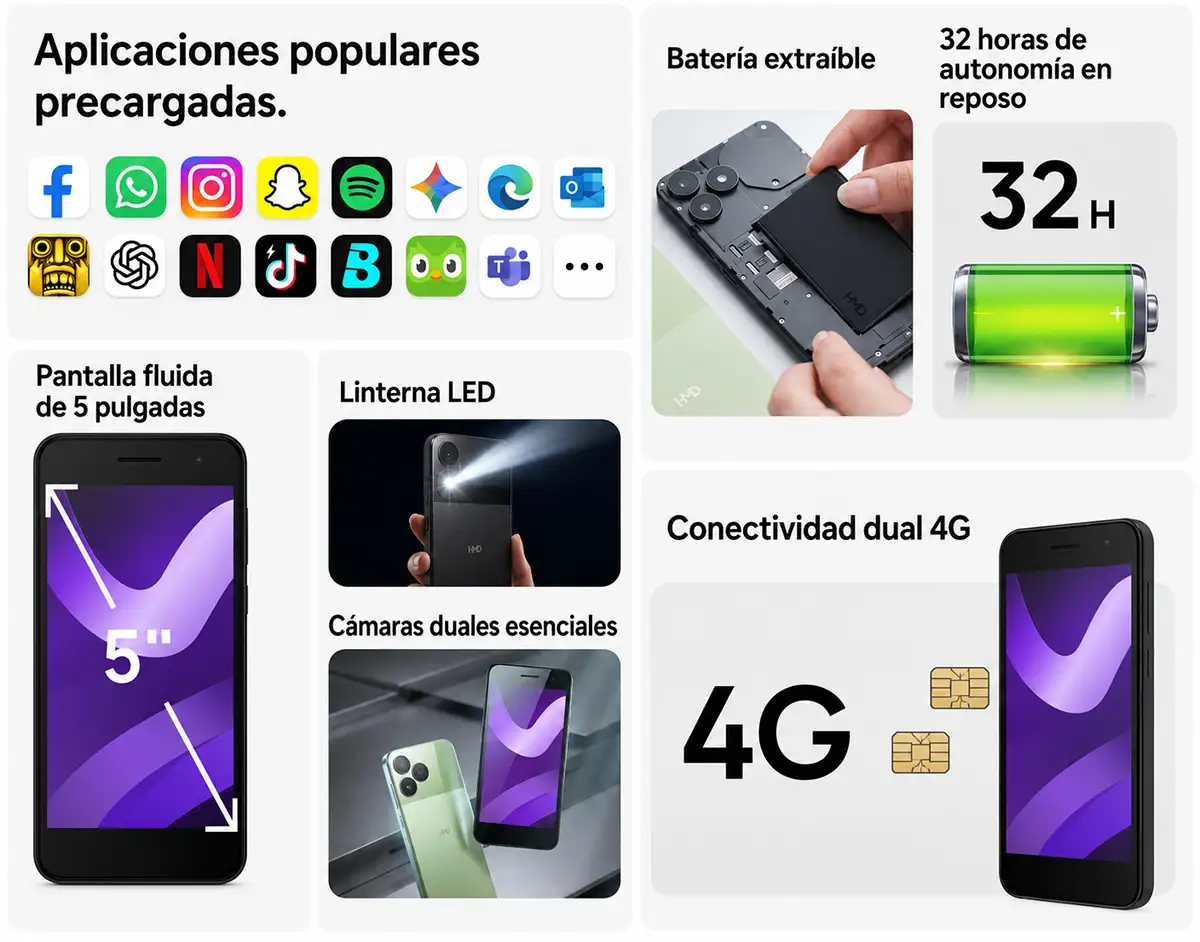 Especificaciones técnicas del HMD Asha 305