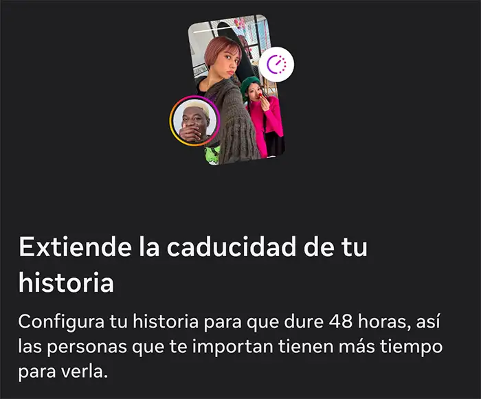 Extender tiempo historia de Instagram
