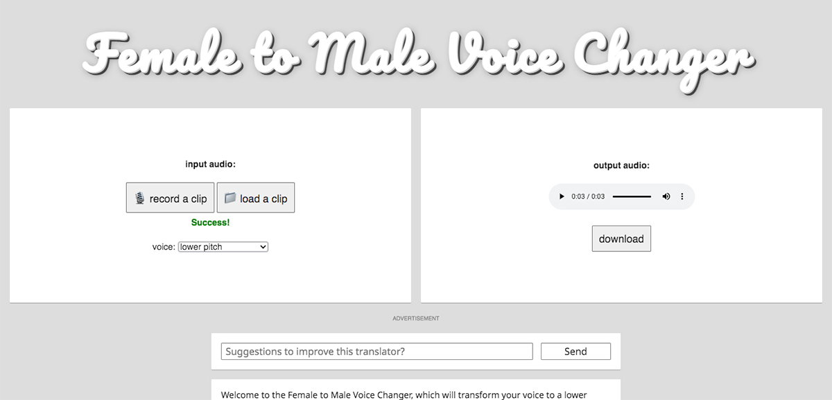 Female to Male Voice Changer