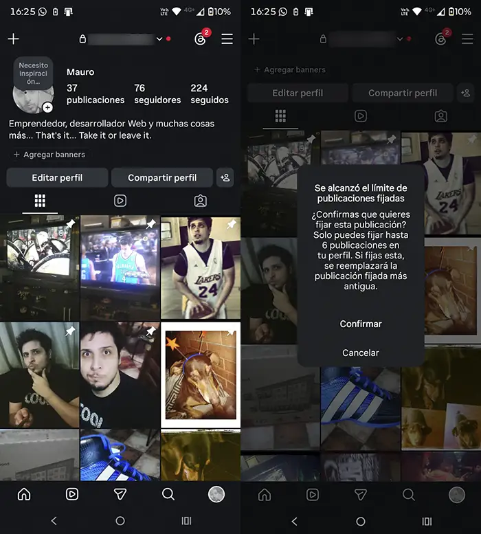 Fijar hasta 6 publicaciones en el perfil de Instagram