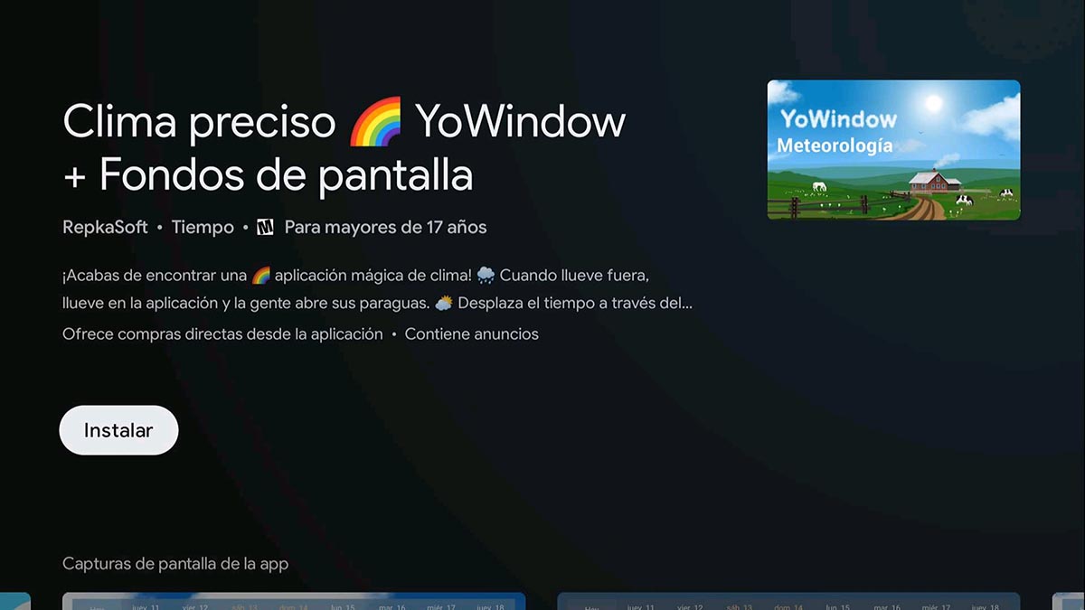 Fondo de pantalla con el tiempo Android TV