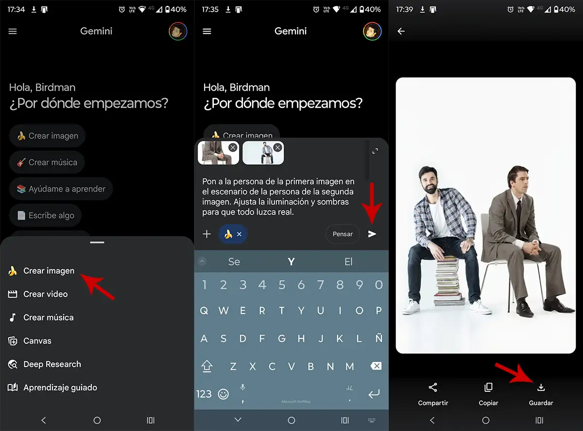 Fusionar imagenes con Prompt y guardar el resultado