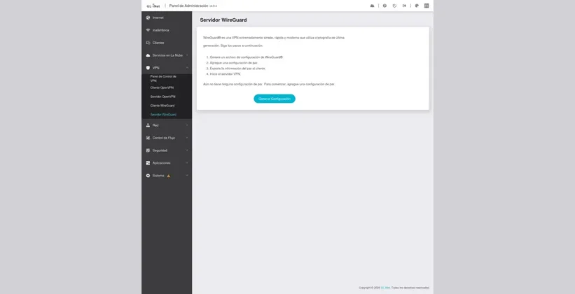 GL.iNet Slate 7 Pro Configuracion de la VPN de codigo abierto WireGuard
