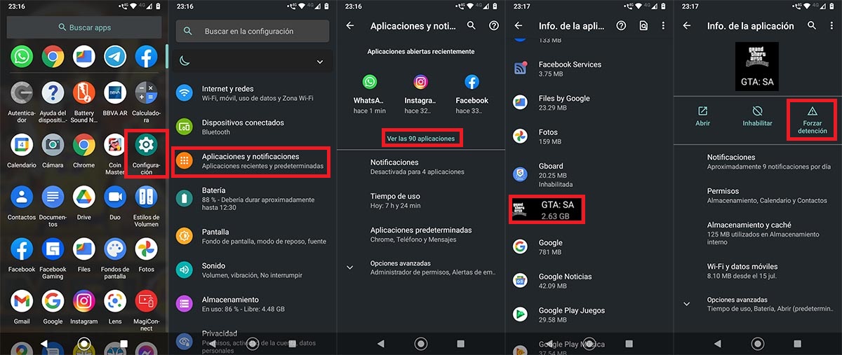 GTA San Andreas ajustes Android
