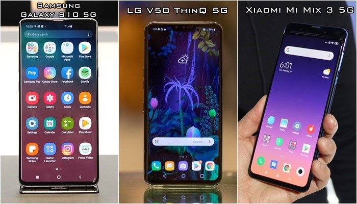 Galaxy S10 5G vs LG V50 5G vs Xiaomi Mi Mix 3 5G diseños