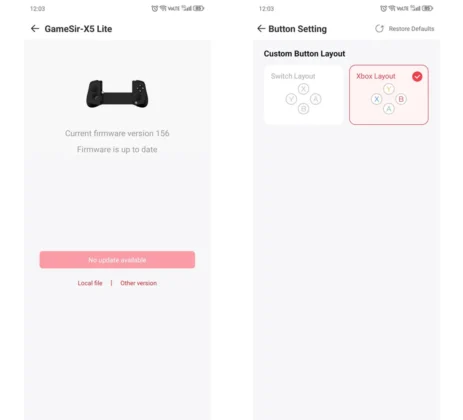 GameSir X5 Lite firmware y botones app