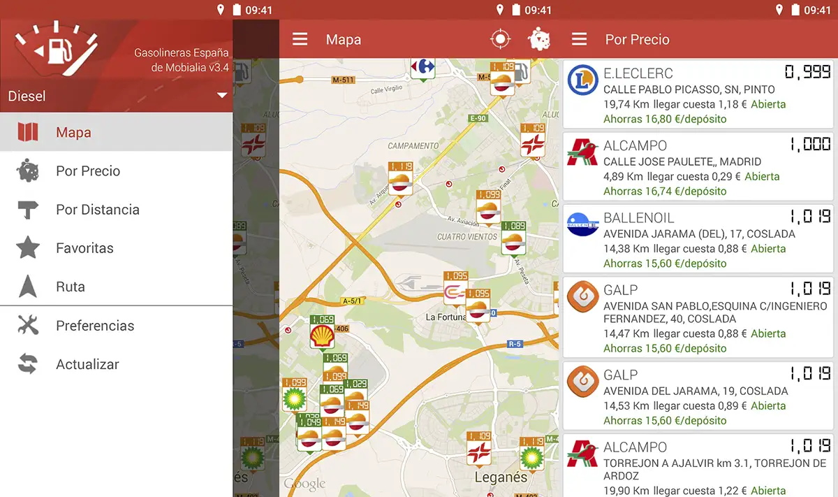 Gasolineras España aplicación
