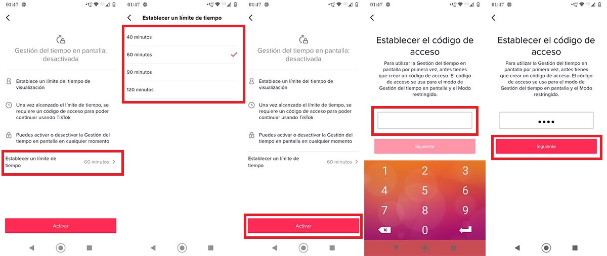 Gestion del tiempo en pantalla TikTok