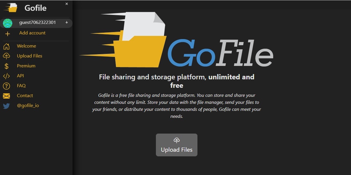 GoFile una alternativa a Anonfiles