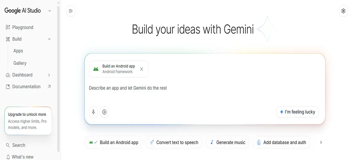 Google AI Studio: crea aplicaciones para Android a partir de texto