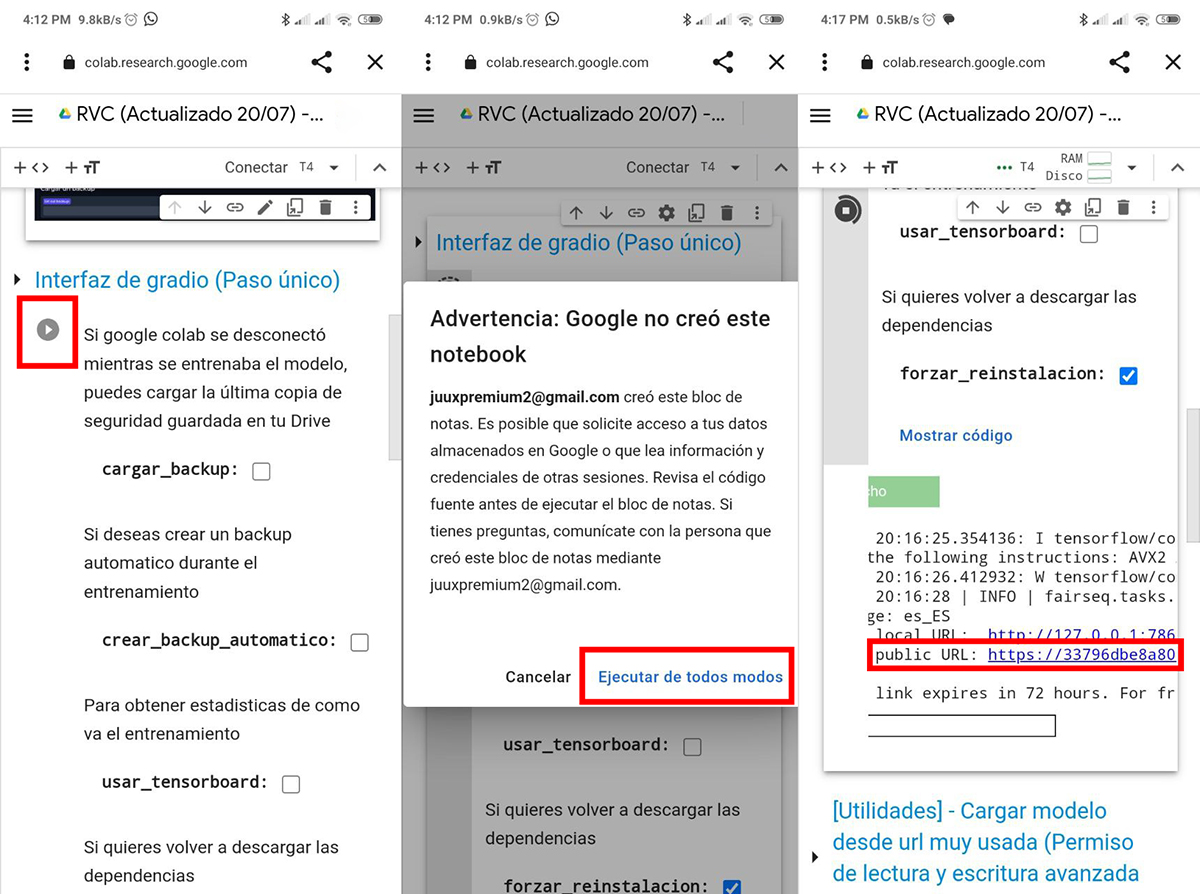 Google Collab tiene el código que hará que la plataforma cobre vida