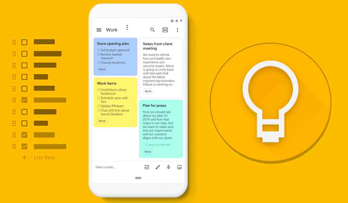 Google Keep app alternativa a Notability