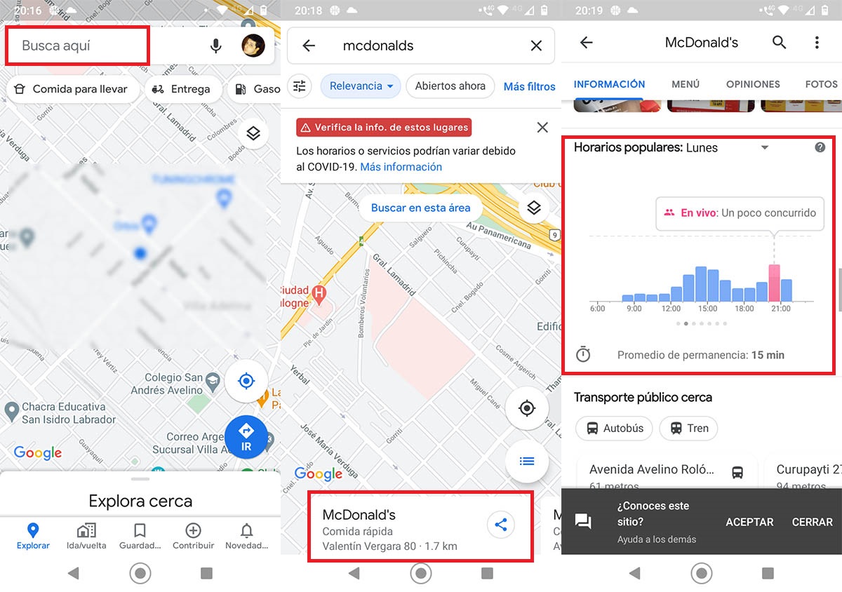 Google Maps ver cuantas personas hay en un lugar