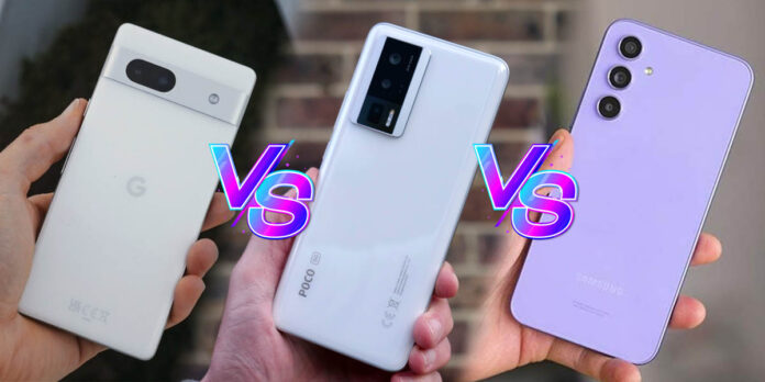 Google Pixel 7a vs POCO F5 Pro vs Samsung Galaxy A54 comparativa