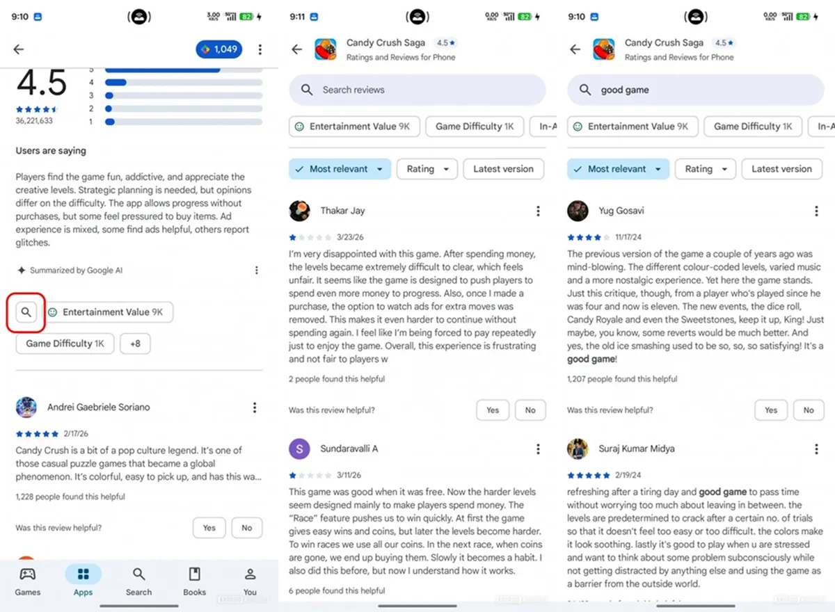 Google Play buscador de resenas opiniones