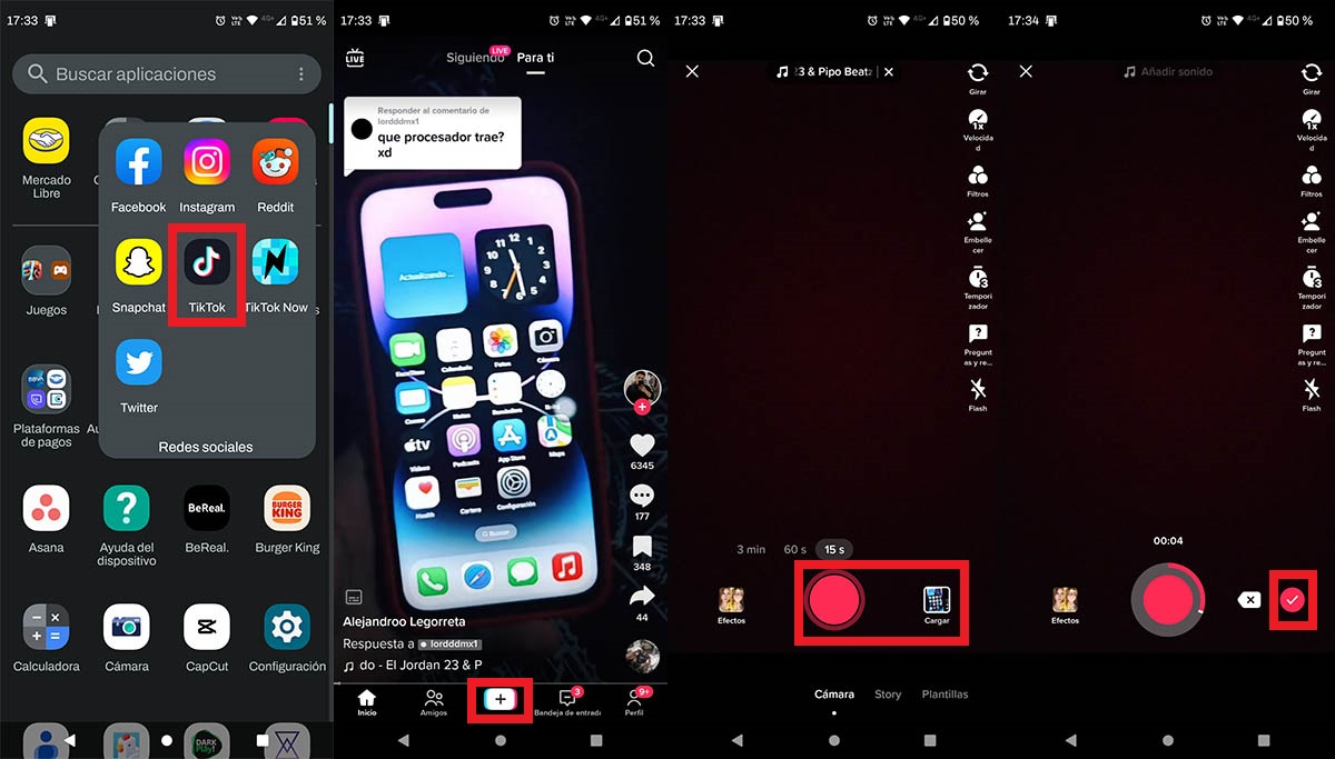 Grabar un video con sonido en TikTok