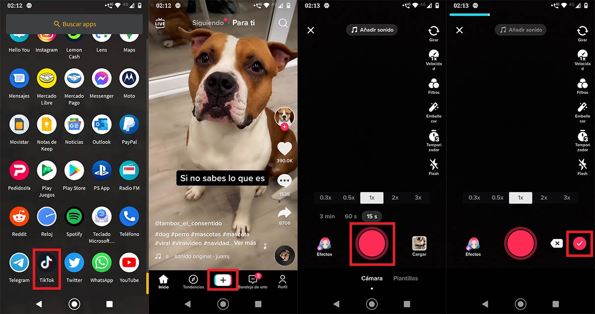 Grabar un video dentro de TikTok