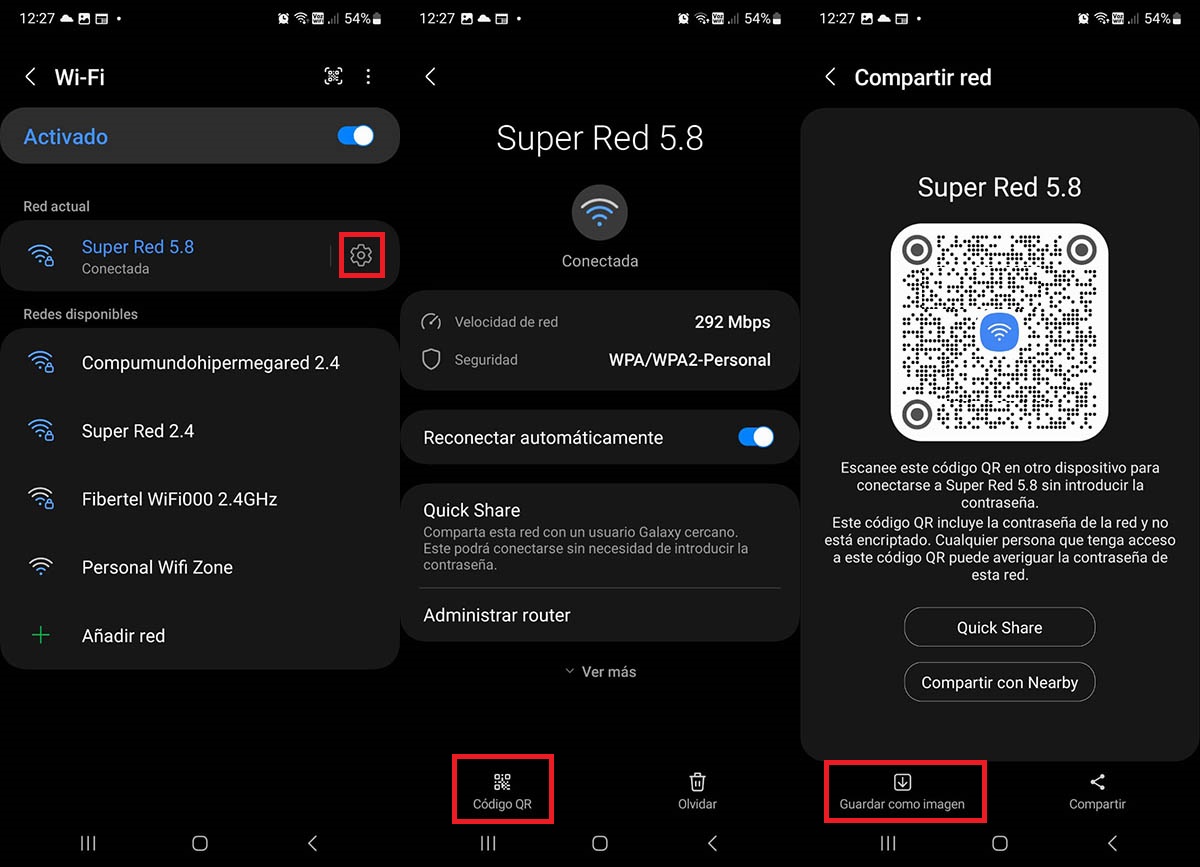 Guardar código QR WiFi como imagen